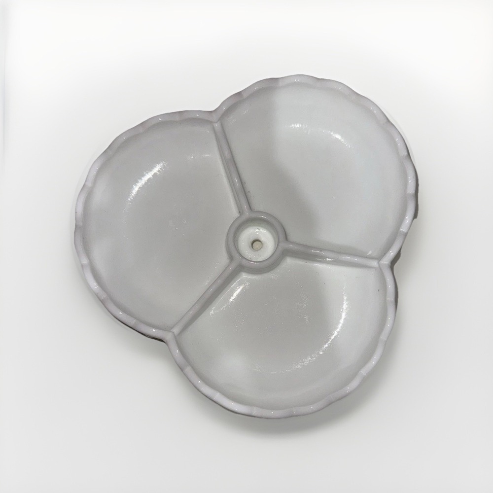 Fenton Milk Glass Hobnail 3 Compartment Clover Candy Dish White Relish Tray